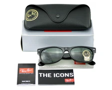 Ray-Ban Sunglasses RB2132 New Wayfarer Classic Black Frame Green Lenses 55mm