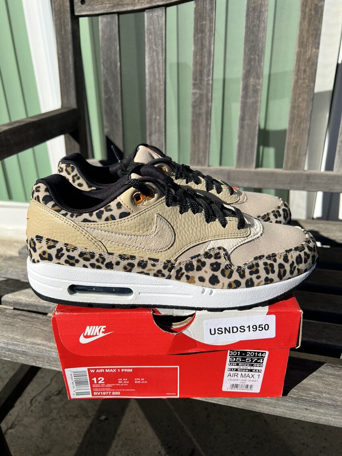 middelen Huiswerk maken bestellen DS Nike Air Max 1 Premium Leopard Safari Desert Atmos Animal W12 /M10.5 US  Rare | eBay