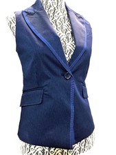$280 Pinko Blue Pinstripe One Button Dress Vest Italy Size 42,46 Us 6,10