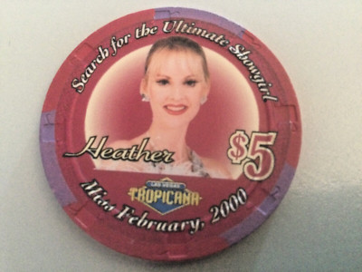 Tropicana Casino Chip Miss February Showgirls 2000 $5Las Vegas Blackjack Vintage