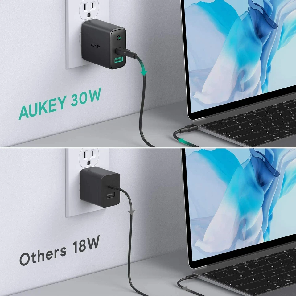 AUKEY USB C Charger 30W and 12W Power Delivery 3.0 Fast Charger with Dynamic Det - Image 3 of 4