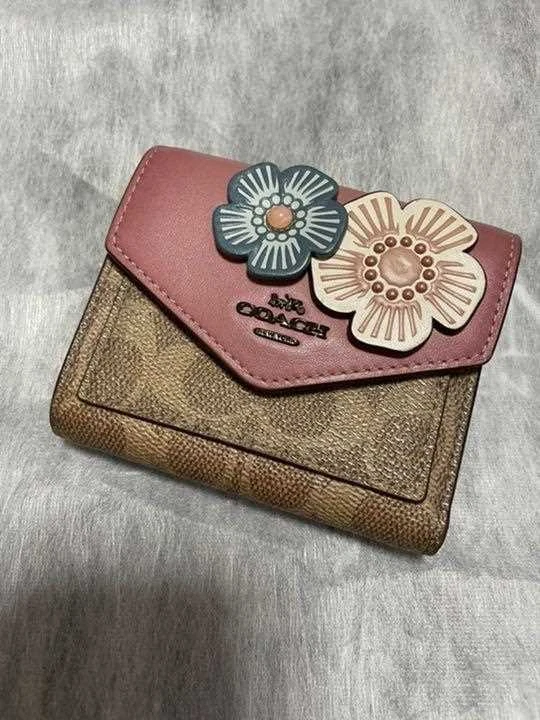 Small pink store coach wallet
