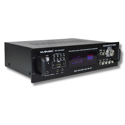 MUSYSIC MU-H4000BT Hybrid Amplifier Bluetooth USB SD AM FM 4000W Restored Work