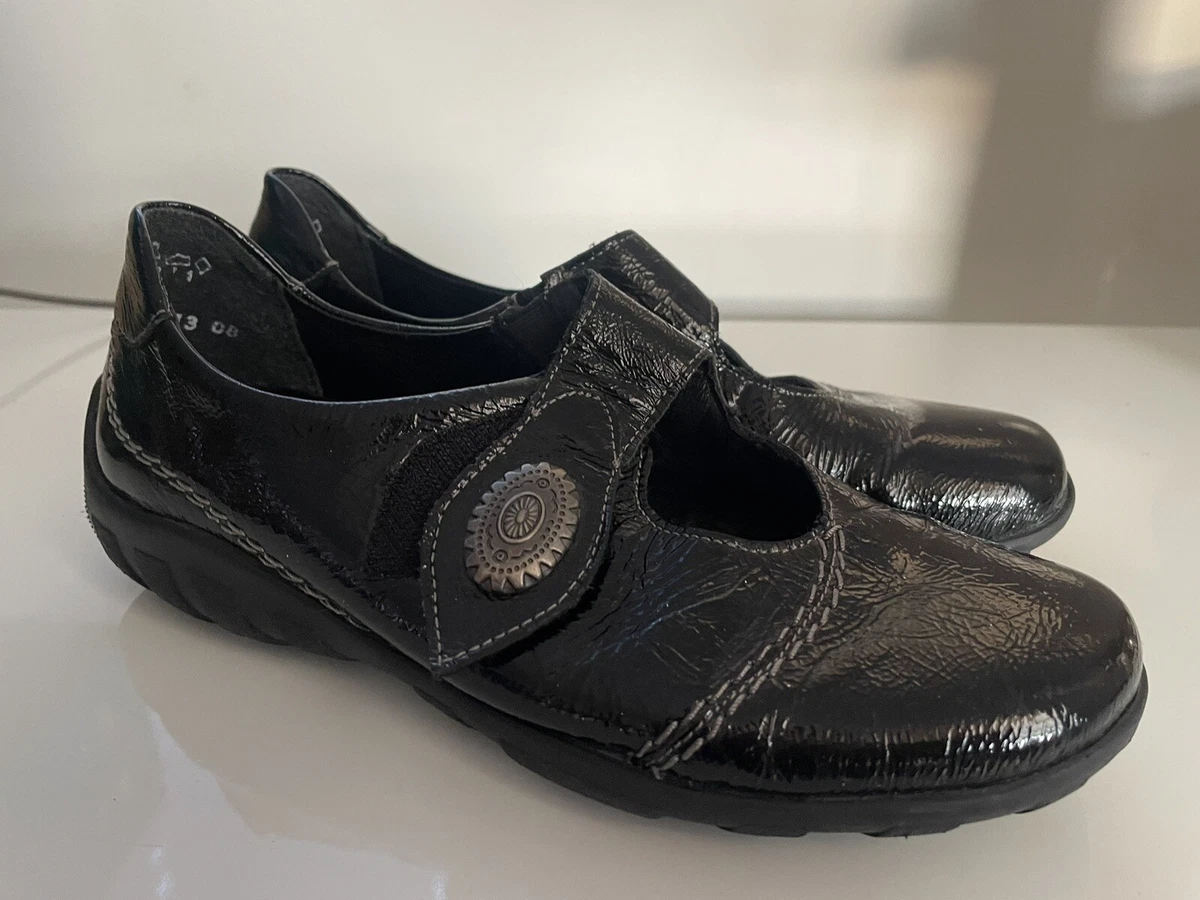 REMONTE DORNDORF BLACK LEATHER PATENT COMFY SHOES SIZE UK 3 EUR 36 VGC
