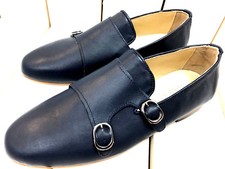 GIORGIO GABANI Slippers Blue Doppelmonk Moccasin Calves Leather Men's Shoes 39