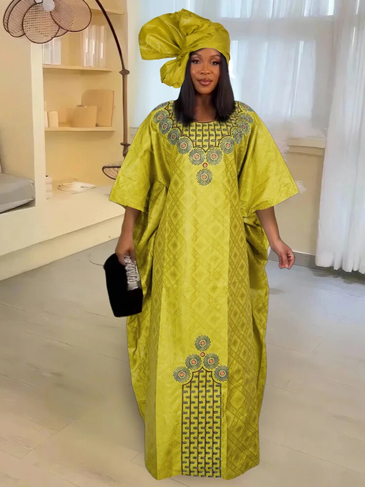 HOT African Dresses for Woman Outfits Clothes Plus Size Long Dress Turban  Dress | eBay