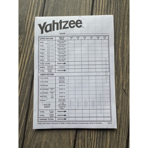 Yahtzee Score Pads Replacement Sheets Official Hasbro New EBay Yahtzee score pads replacement sheets official hasbro new ebay
