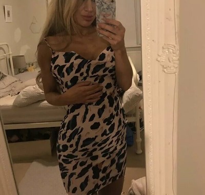 leopard print cami shift dress