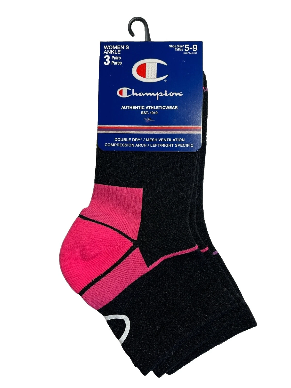 Champion Calcetines de Color Negro para Mujer