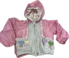 vintage 80s 90s Bubblegum pink windbreaker Sweatsuit jacket 2t 3t lace stripes