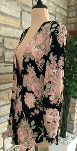 Spolverino blusa tunica rosa peonia bottoni manica lunga vintage Laura Kieffer S - Foto 7 di 13