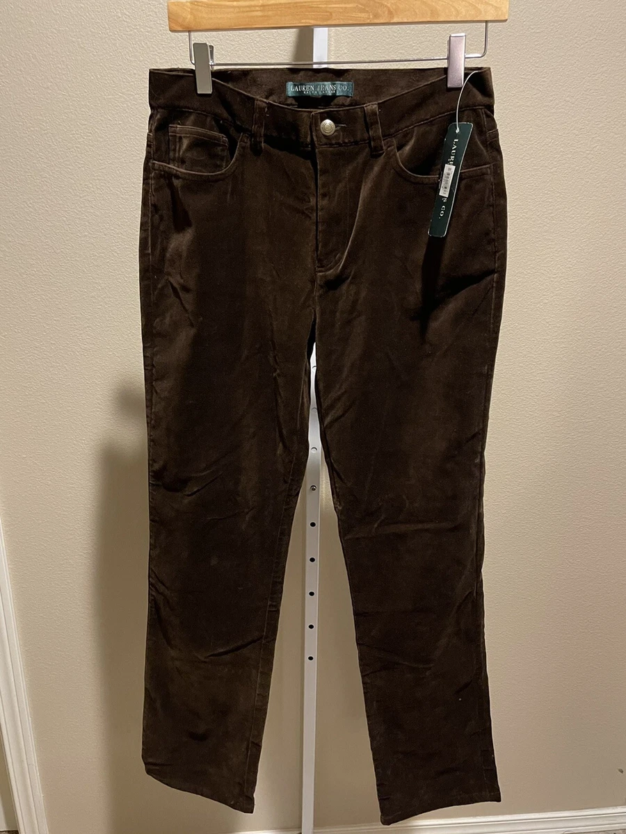 NWT Ralph Lauren Jeans Empire Brown Velvet Suede Pants Women's Size 4