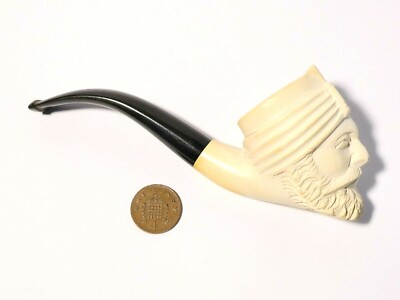 Vintage Gent Man in Turban Sepiolithe Meerschaum Pfeife Smoking Pipe a/f #27