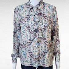 Vintage Alfred Dunner Pink Blue Paisley Ruffled Button Down Size 6P