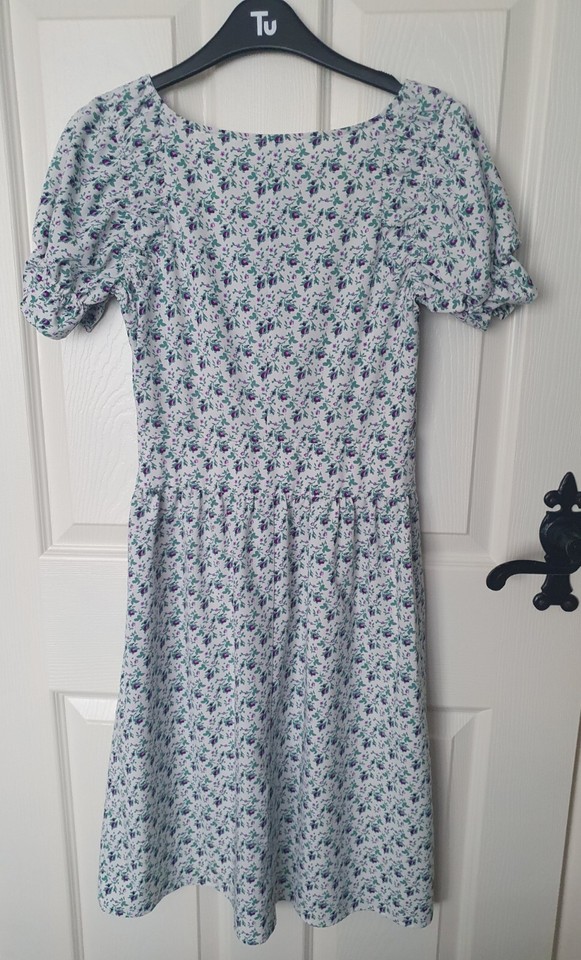 Holly Willoughby Vintage Style Ditsy Floral Green & White Tea Dress UK 8 eBay