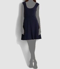 $125 Lauren Ralph Lauren Women's Blue Side Tie Scoop Neck Jersey Dress Size 14