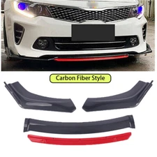 Carbon Fiber Style Universal Car Front Bumper Lip Spoiler Splitter Body Kit +Red