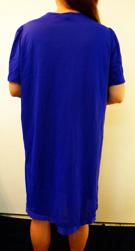 VASSARETTE VTG ELEGANT PURPLE NYLON EMBROIDERED SATIN COLLAR NIGHTGOWN L XL EVC - Image 4 of 4