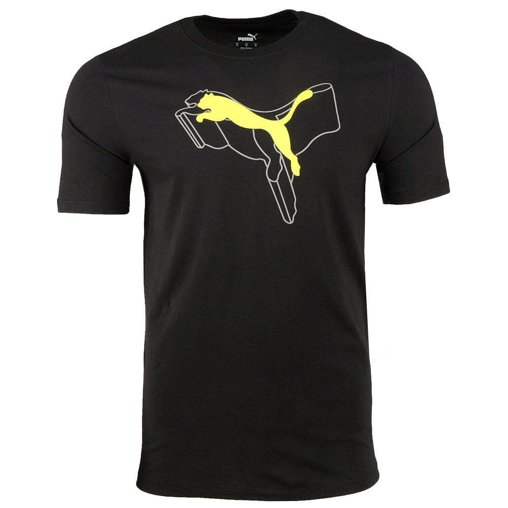 Puma Essentials + Футболка с круглым вырезом и коротким рукавом с логотипом лаборатории, мужские черные повседневные топы