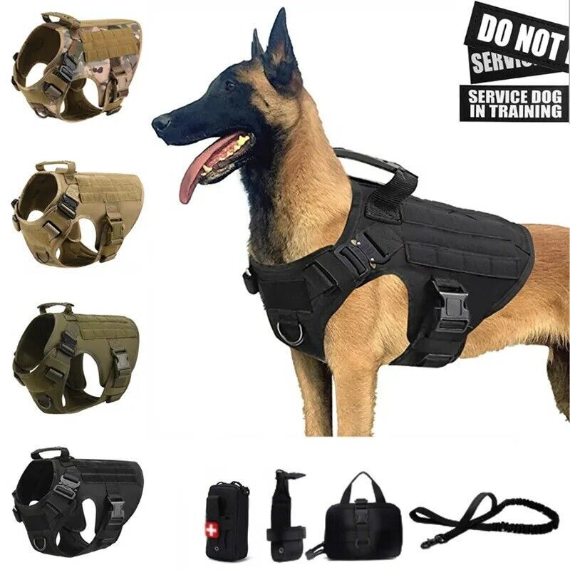 Military Pet Vest, Tactical Training Dog Harness and Leash Set For All Breads