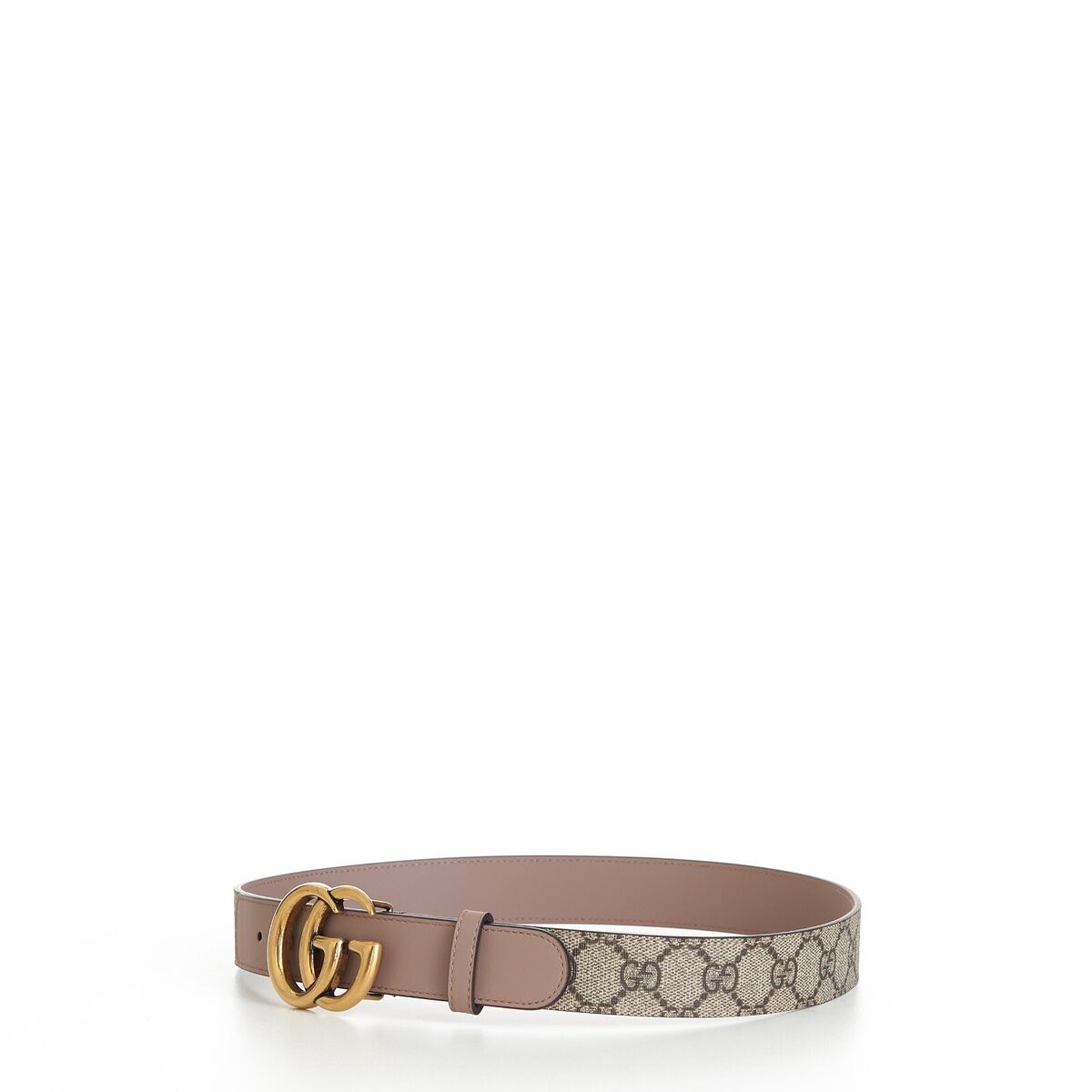 GUCCI 430$ GG Marmont Belt In Beige GG Supreme & Pink Leather