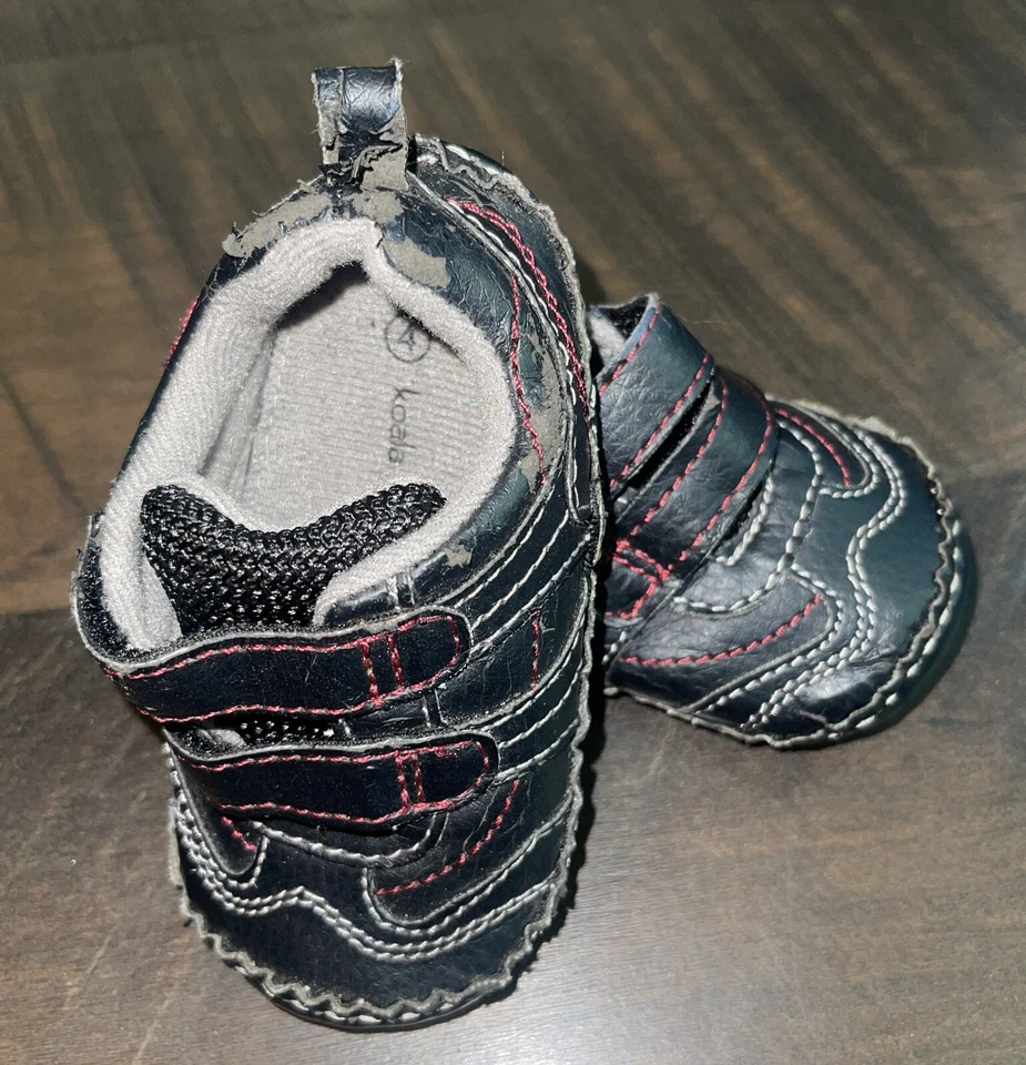 Zapatos de cuna para niños Koala Kids, zapatos para caminar primero, talla 4 para niños pequeños en negro Foto 3 de 4