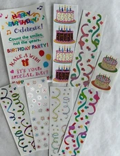 Mrs. Grossman's Stickers HTF Birthday Designs Big Lot Sparkly Cakes & More!
