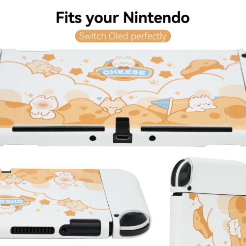 For Nintendo Switch OLED Protctive Case TPU Slim Shell Soft Cover Cheese Cat - Picture 3 of 9