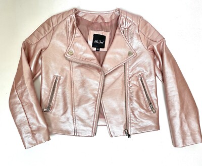 Me Jane Girls Size S Jacket Metallic Pink Faux Leather Motocycle Style