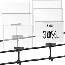 6 Pack Aluminum Retail Sign Holders with Clamp - 8.5x11 Inch Black Frame