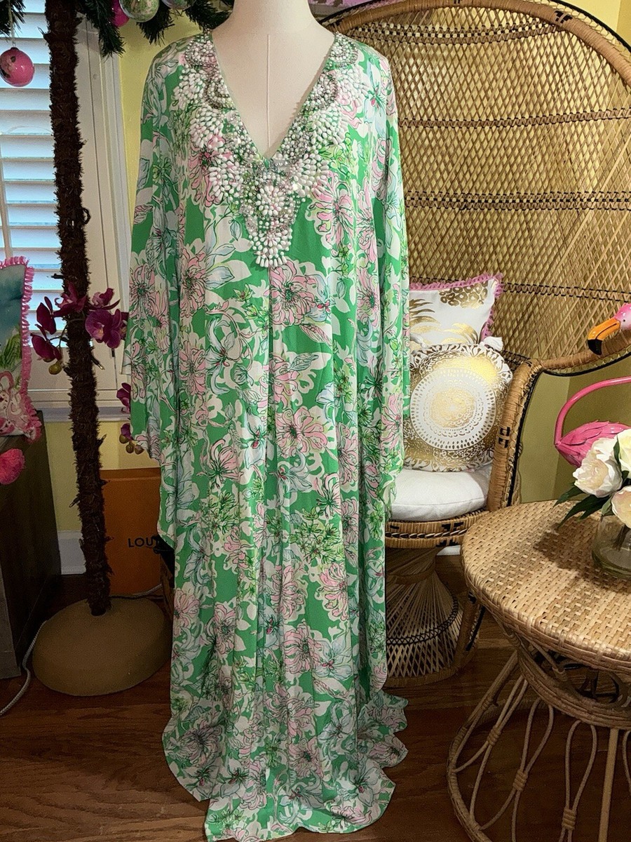 Lilly Pulitzer NWT Mindy Beaded Silk Maxi Caftan Blossom Views 10