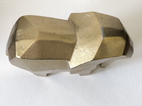 Vintage kubistische abstrakte Gold Schwermetall Elefant Figur Kunst Skulptur Figur - Bild 3 von 4