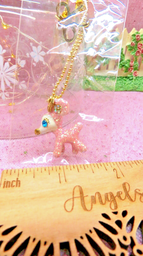Vtg PINK CHRISTMAS RHINESTONE REINDEER BOW TIE PINK REINDEER 18 INCH NECKLACE - Picture 4 of 16
