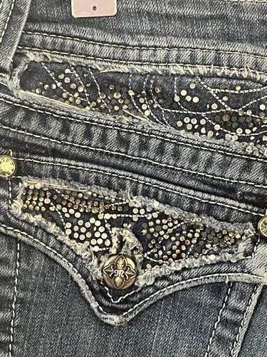 Miss Me Women’s Size 29 Boot Cut Embellished Pocket Denim Jeans Blue Low Rise - Picture 5 of 14