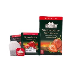 Ahmad Black Tea Strawberry Sensation 20 Tea Bags Caffeinated Sugar Free Chai