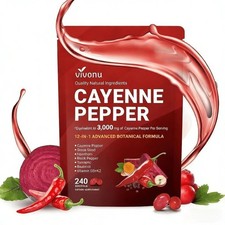 VIVONU Cayenne Pepper 240 Softgels - Heart & Vascular Health Supplement NEW