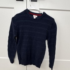 Cat Jack Boys Pullover Sweater Navy Knit Crew Neck Size L 12/14