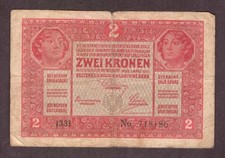 Papiergeld &Ouml;sterreich-Ungarn 1917 Zwei Kronen 2