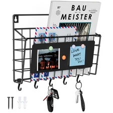 Baeymonkay Easy Assembly and Installation Iron Key Holder Wall Mount Mail Org...