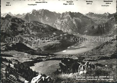 Amden Walensee SG Panorama Blick vom Gulmen Walensee Linthebene Glarneralpen