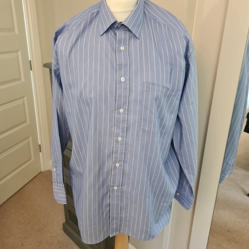 The Savile Row Company Shirt Men's XL Collar 17" Chest 43" Blue & yellow stripes