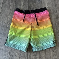 Hurley multicolored stripe board shorts boys size 12