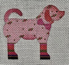 Hand painted Needlepoint Canvas - Pink Dog - 3x3 inches - NEW