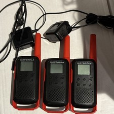 Motorola Rechargeable LCD Display Two-Way Radios Red Black Set of 3