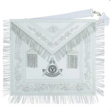 Handmade Masonic Past Master Apron with Compasses  Quadrant - Genuine Lambskin