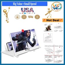 12-Inch 3D Phone Screen Magnifier HD Amplifier Projector with Stand White