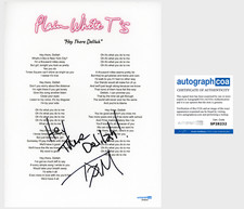 Tom Higgenson 'Plain White T's' Signed Lyric Sheet 'Hey There Delilah' ACOA