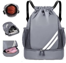 Drawstring Soccer Backpack with Shoe Compartment - Gym Bag for Basketball, Vo...