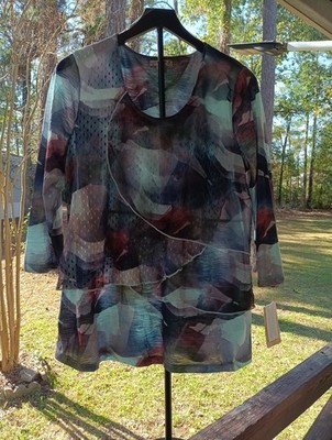 Energe World Wear Women's Xl Multicolored Tunic Top 3/4 Sleeve