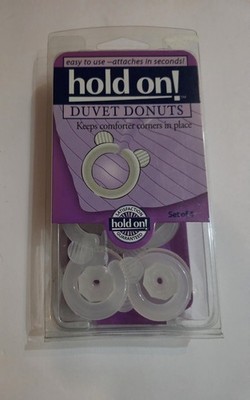 Hold On! Duvet Donuts Set Of 4 New In Box EASY TO USE ATTACHES IN SECONDS New